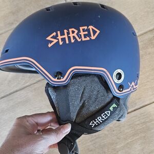 SHRED Matte Navy Ski/Snowboard Helmet with Orange Logo
